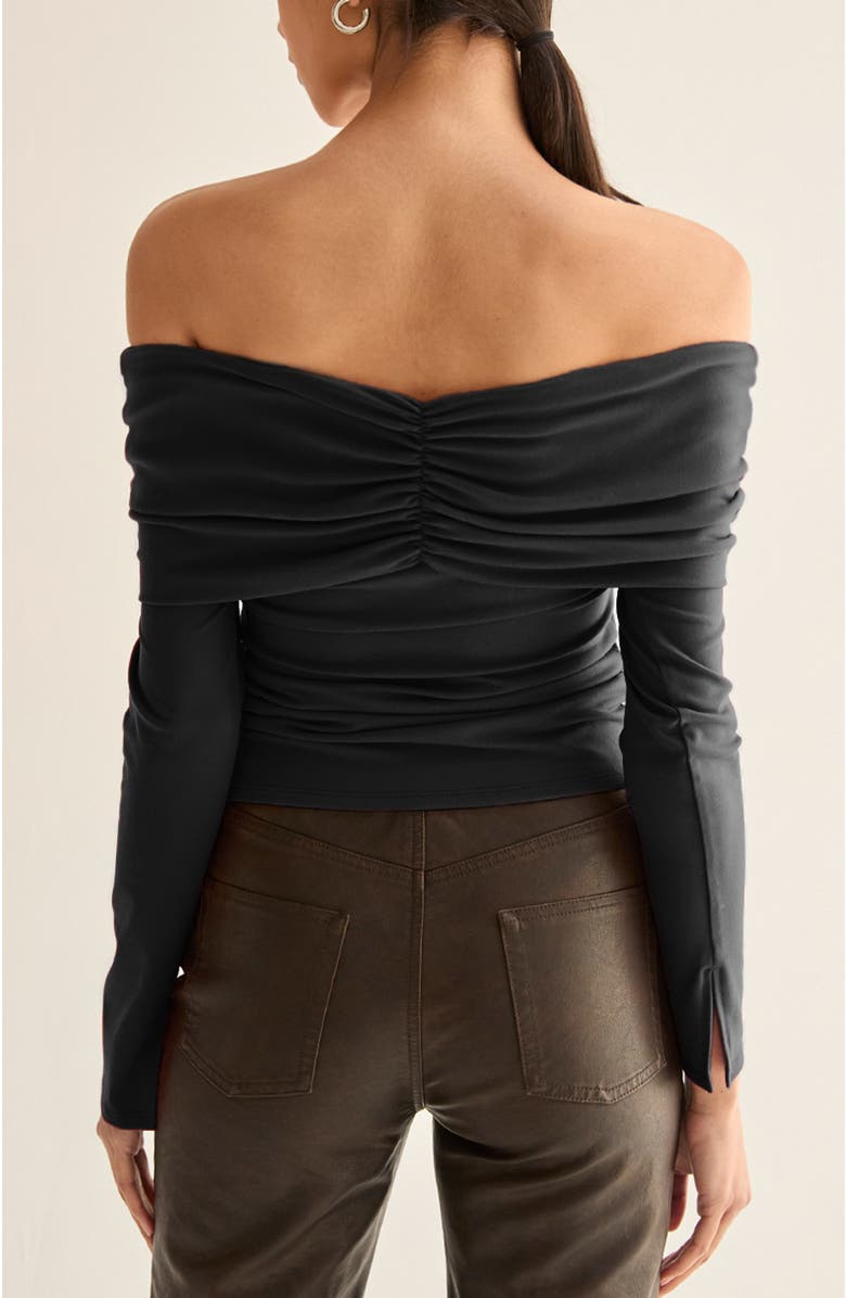 CRESCENT Front Twist Off Shoulder Knit Top, Alternate, color, Black