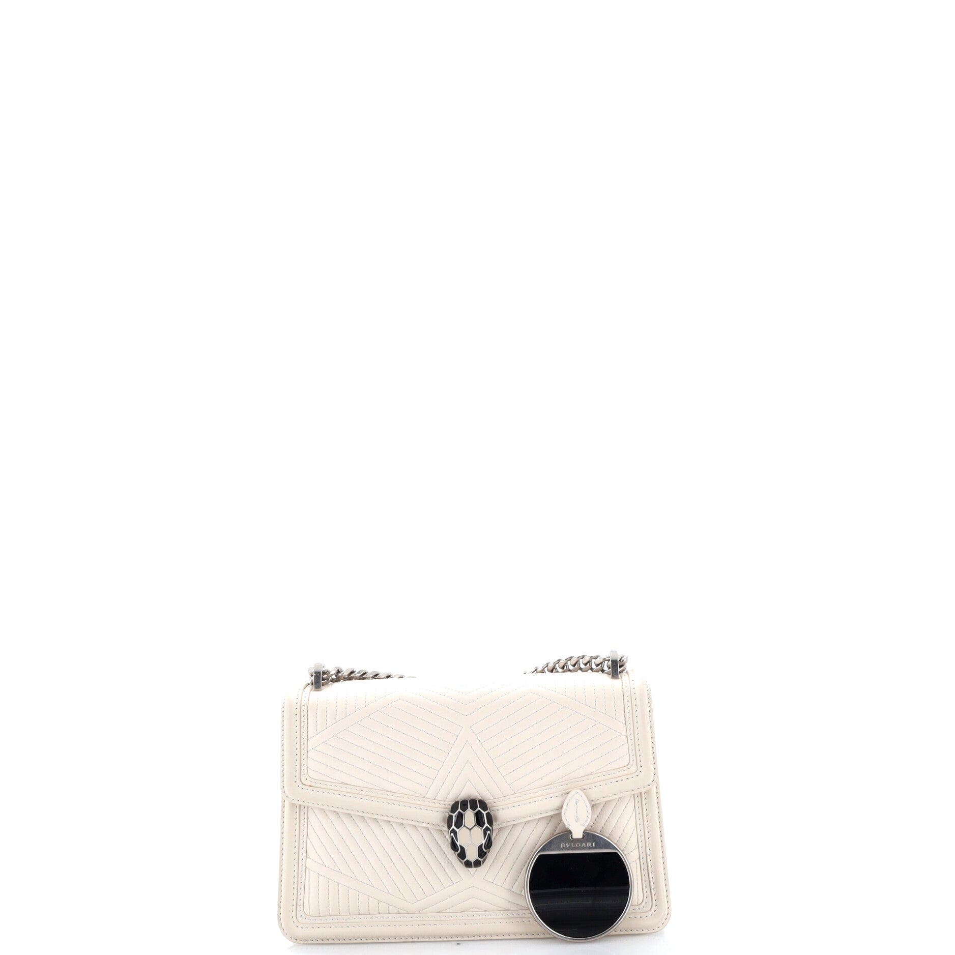 Serpenti Forever Shoulder Bag Quilted Leather Small, Alternate, color, White