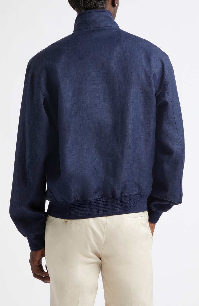 Ralph Lauren Purple Label Felton Linen, Wool & Silk Flight Jacket, Alternate, color, Navy