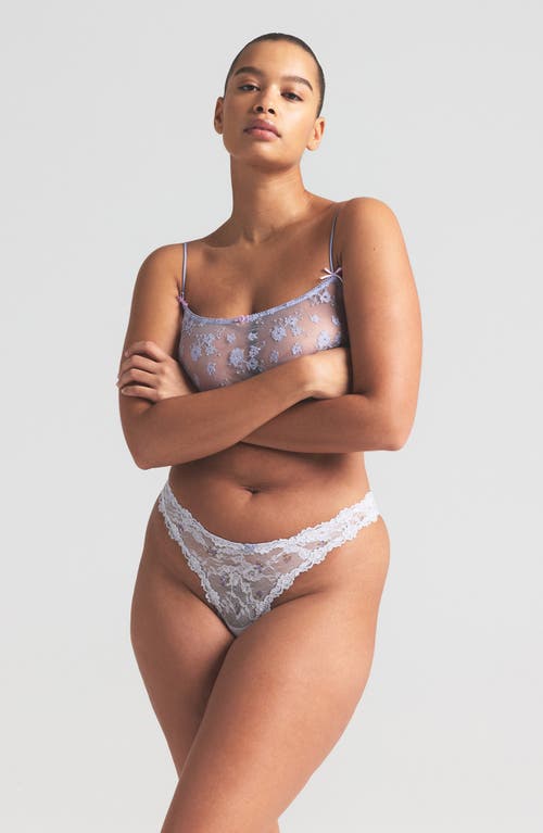 Skims Stretch Lace Dipped Thong In Wind Rosebud Print