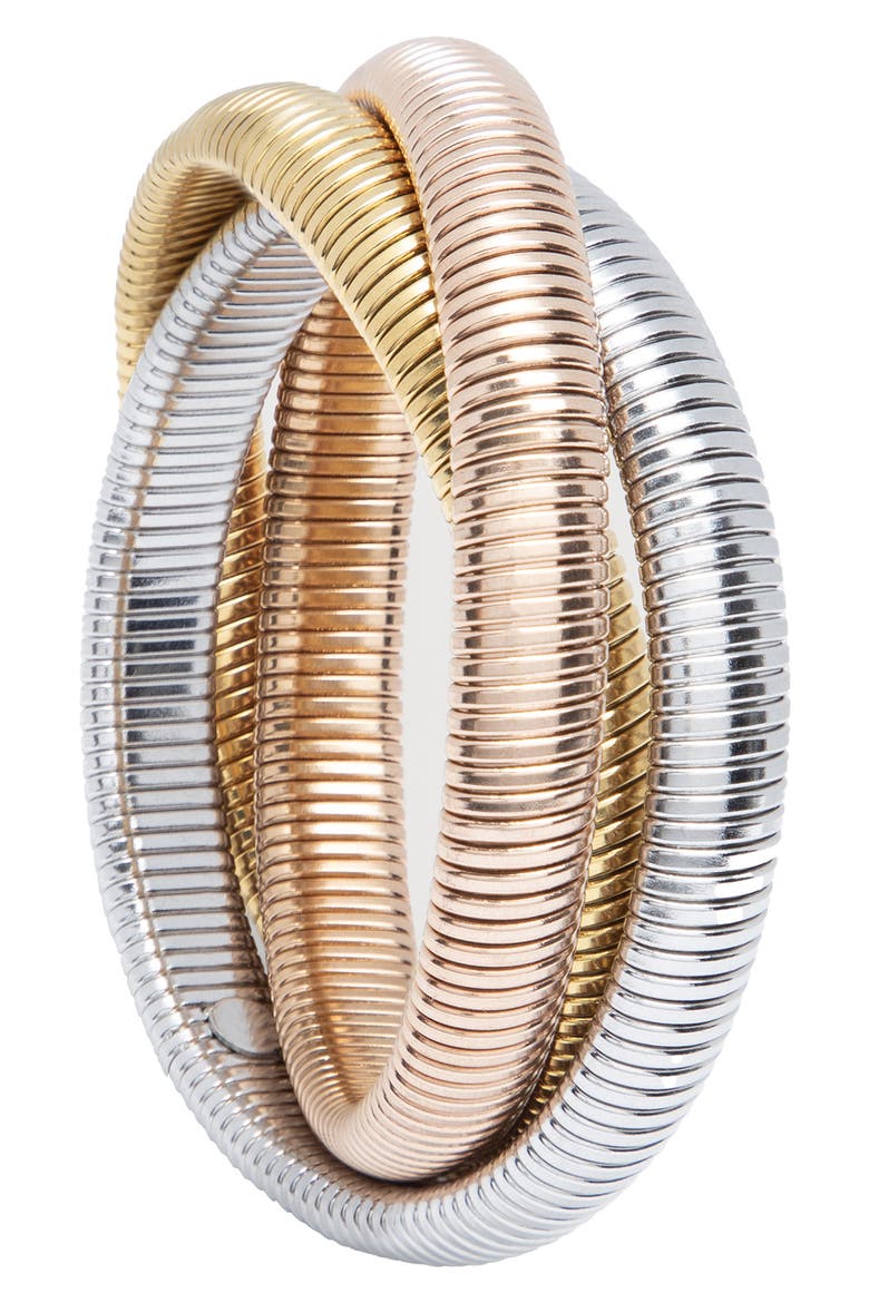 Tri-Tone Coil Wrap Bracelet, Main, color, MULTI