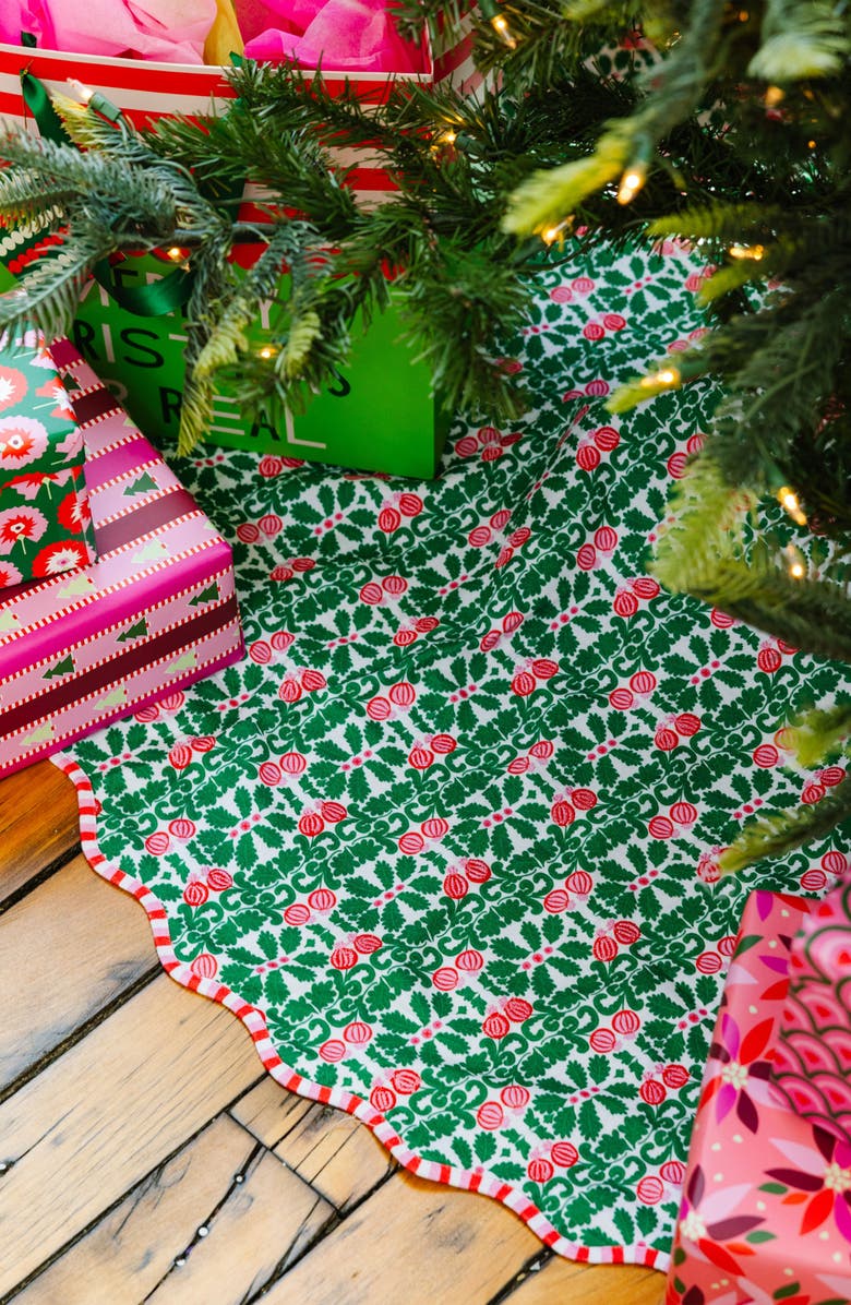 Furbish Pomegranate Tree Skirt, Alternate, color, Green, White, Pink