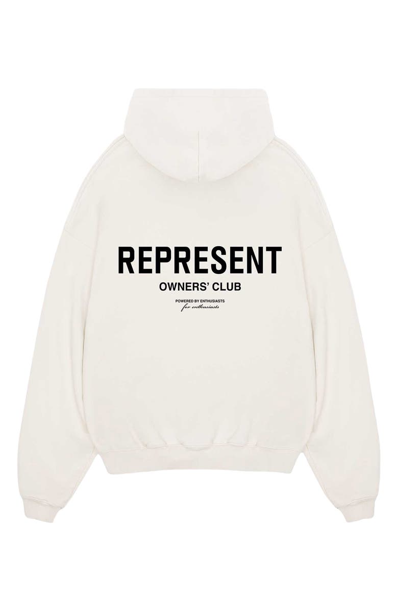 Represent Owners' Club Cotton Graphic Hoodie, Alternate, color, Flat White