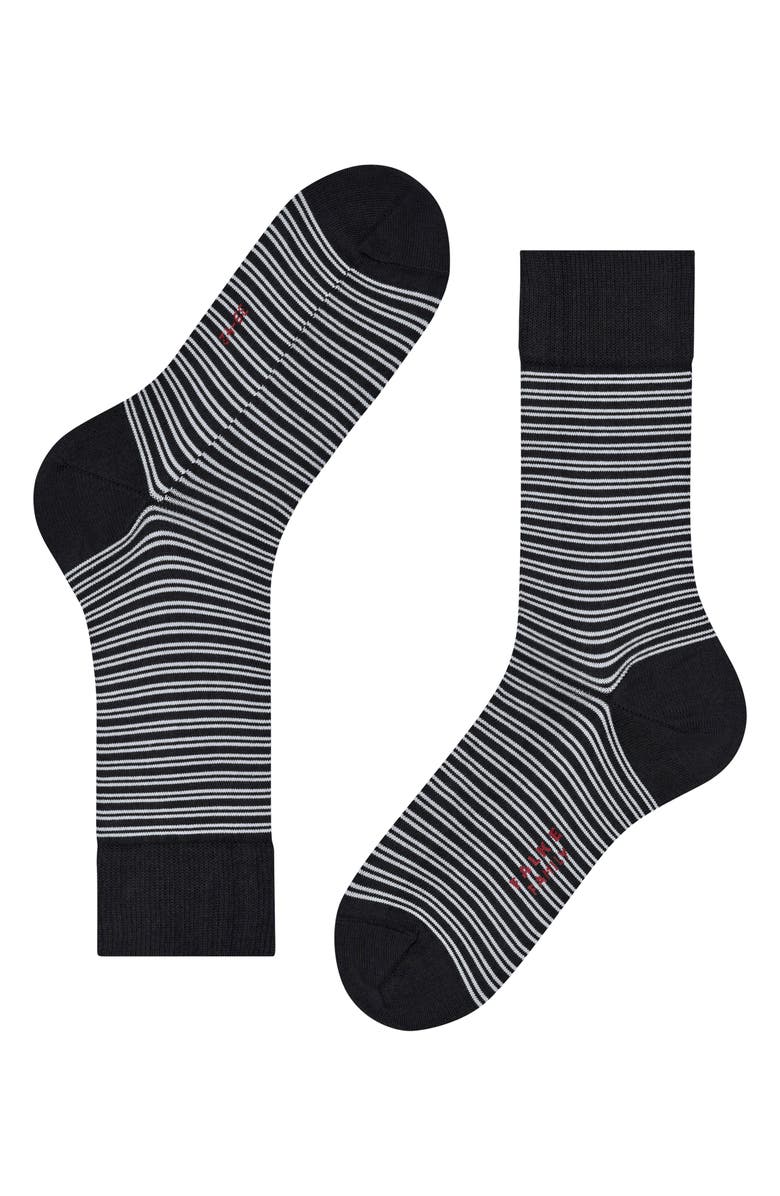 Falke Family Stripe Cotton Blend Dress Socks, Main, color, Black