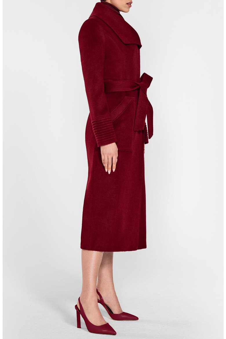 Shawl Collar Alpaca & Wool Longline Coat, Alternate, color, GARNET RED