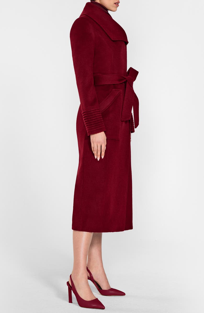 SENTALER Shawl Collar Alpaca & Wool Longline Coat, Alternate, color, Garnet Red