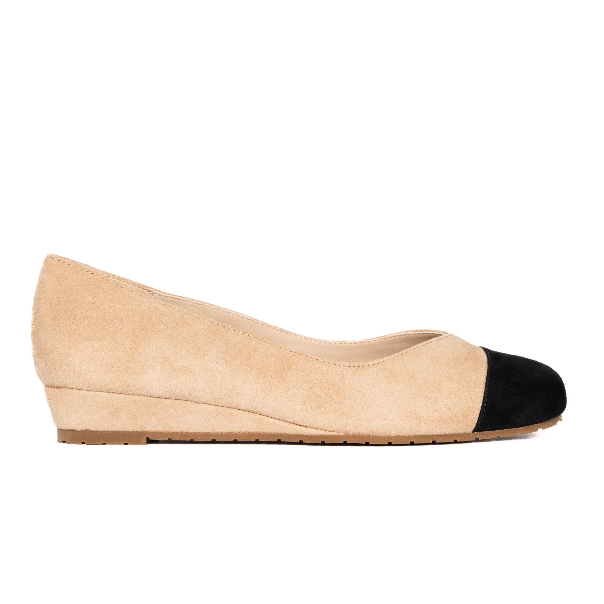 Steffie's Journey Cap Toe Suede Flat, Main, color, Sand Tan & Black