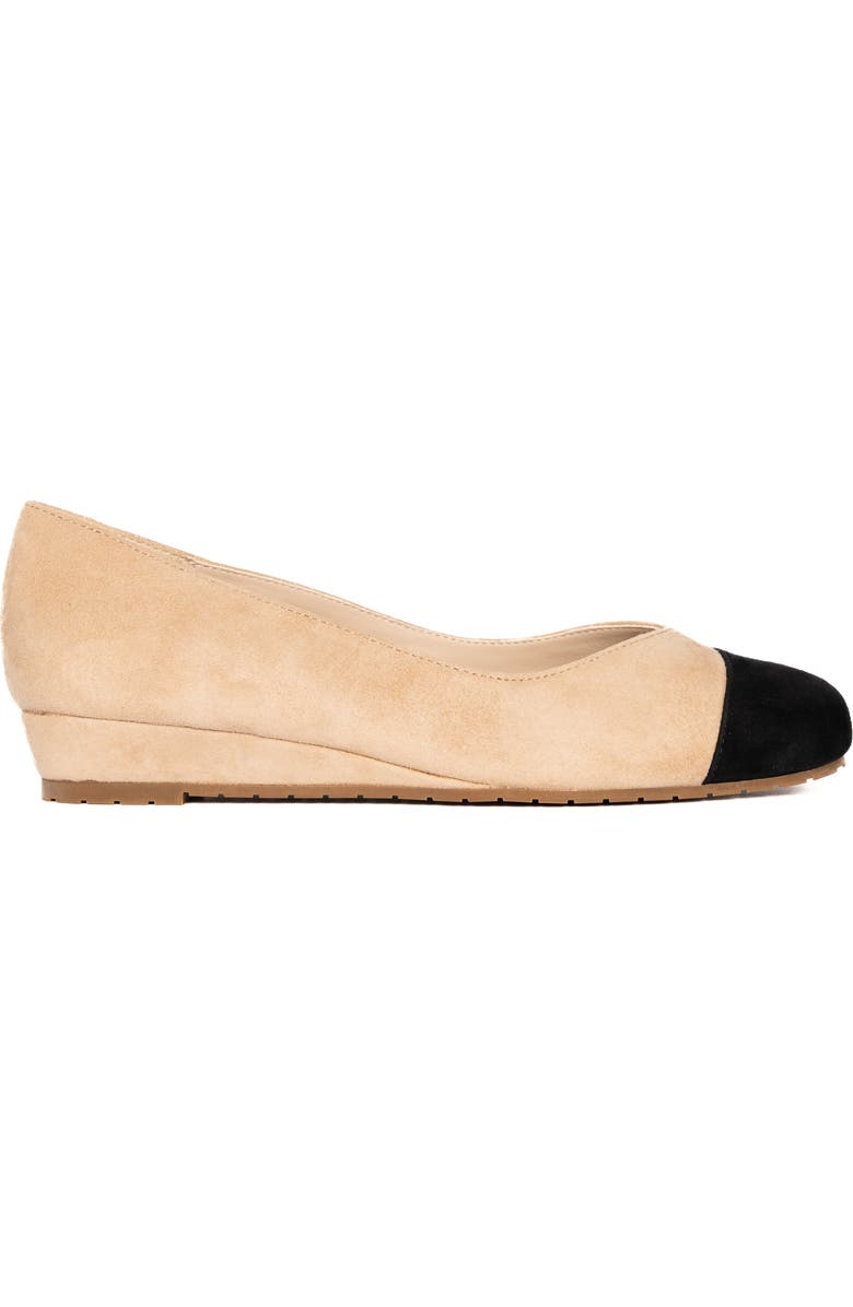 Steffie's Journey Cap Toe Suede Flat, Main, color, Sand Tan & Black