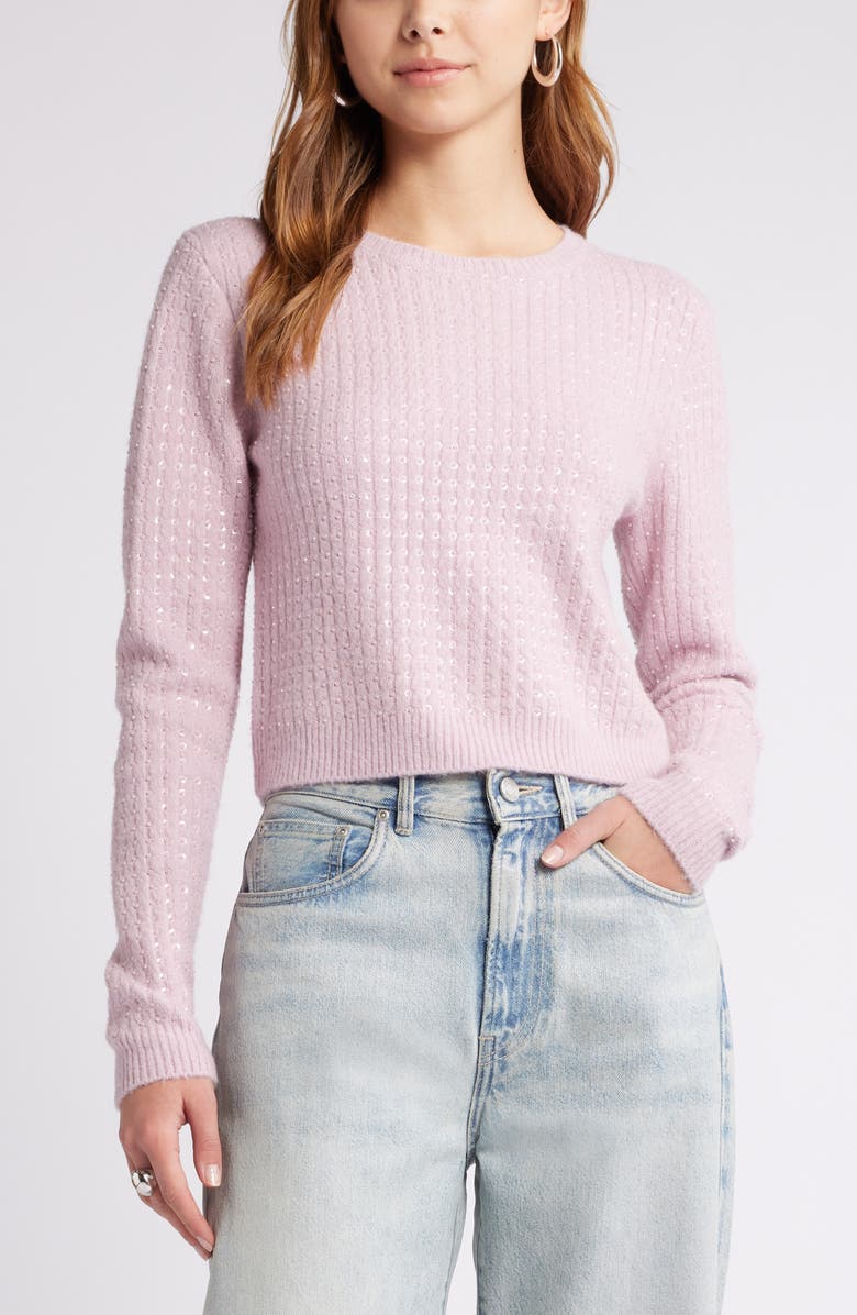 Open Edit Sequin Crewneck Sweater, Main, color,