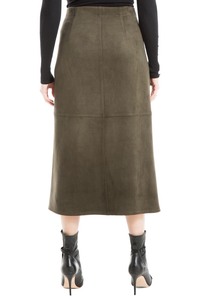 Faux Suede A-Line Midi Skirt
