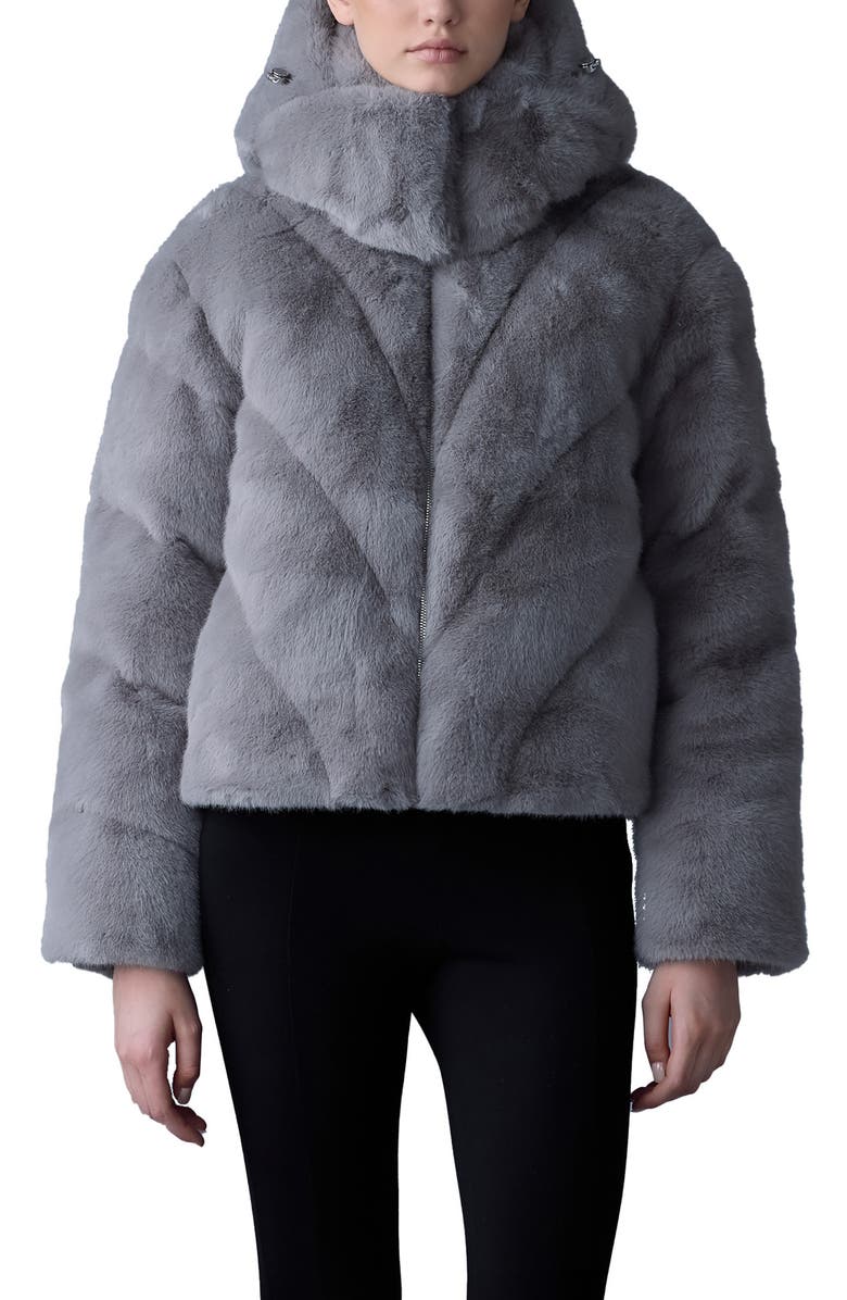Mackage Anik Faux Fur Quilted 750 Fill Power Down Jacket with Removable Hood, Main, color, 