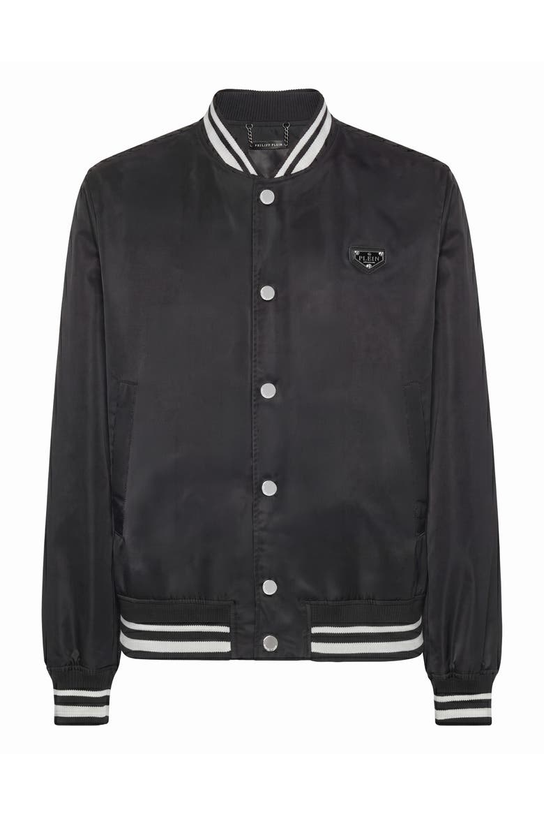 Nylon Baseball Jacket Men, Main, color, black