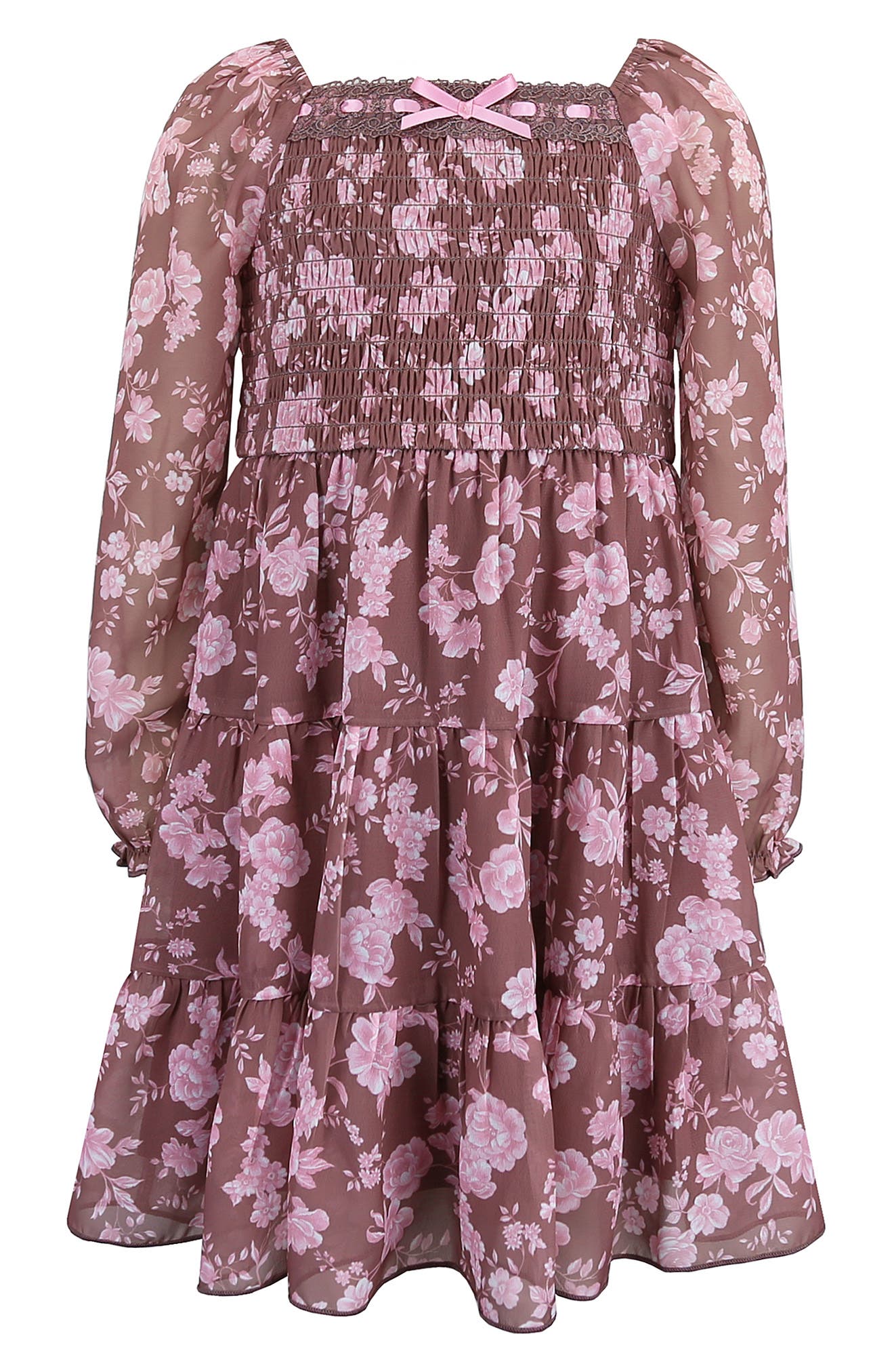 Kids' Floral Print Chiffon Dress