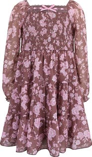 Zunie Kids' Floral Print Chiffon Dress
