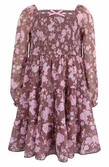 Kids' Floral Print Chiffon Dress
