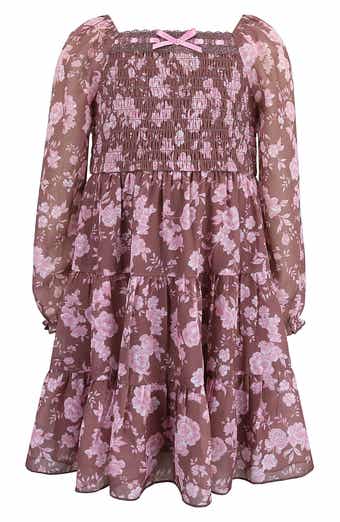 Kids' Floral Print Chiffon Dress