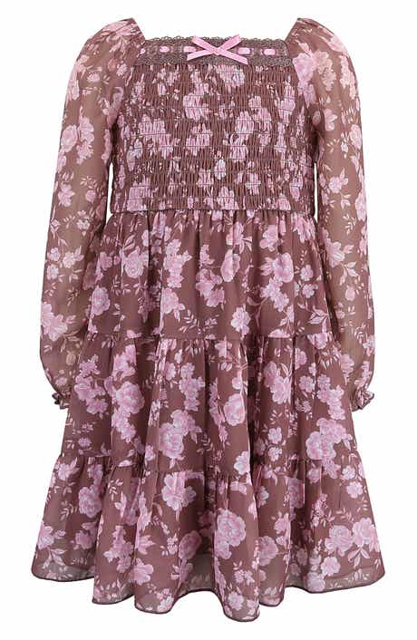 Kids' Floral Print Chiffon Dress