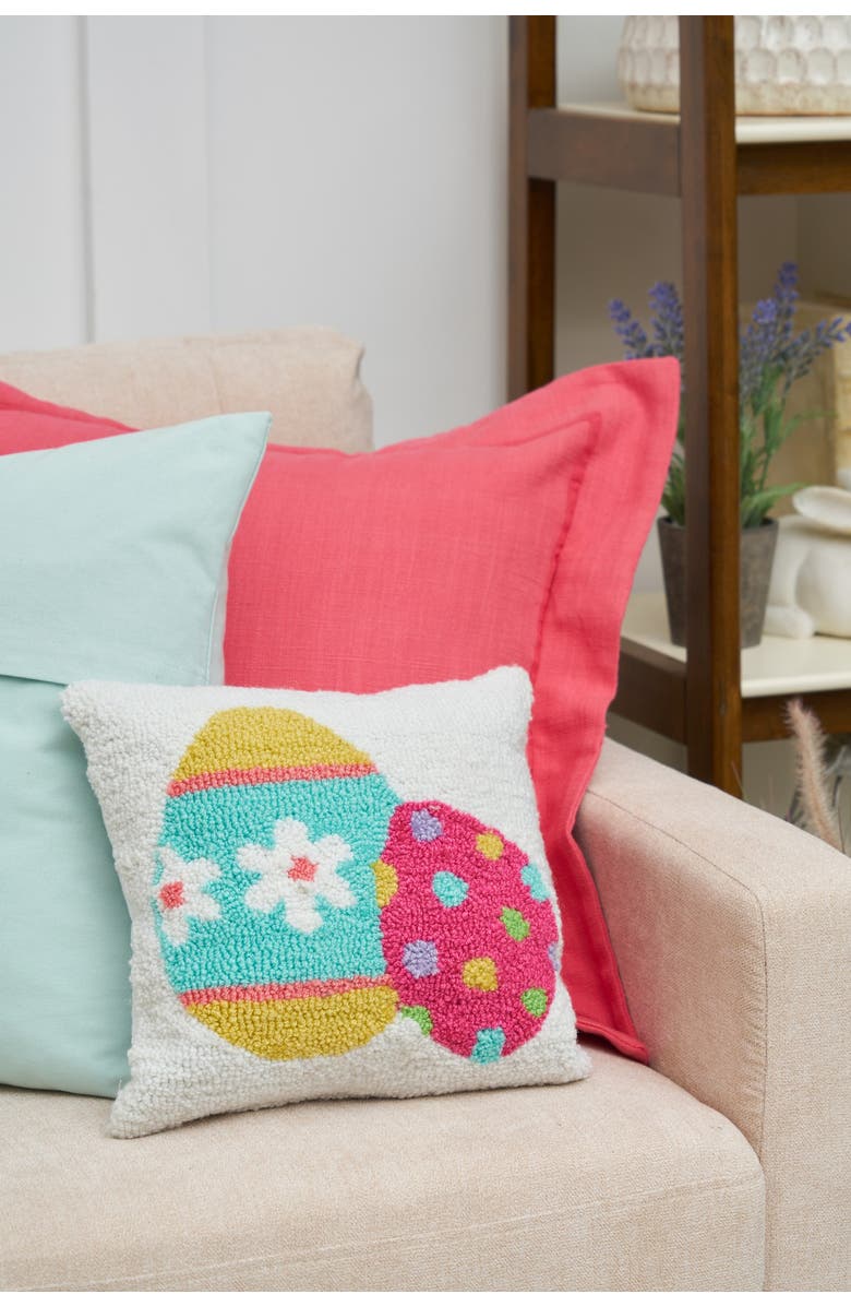 C&F Home Easter Eggs White Mini Hooked Accent Pillow 12" x 12", Alternate, color, White