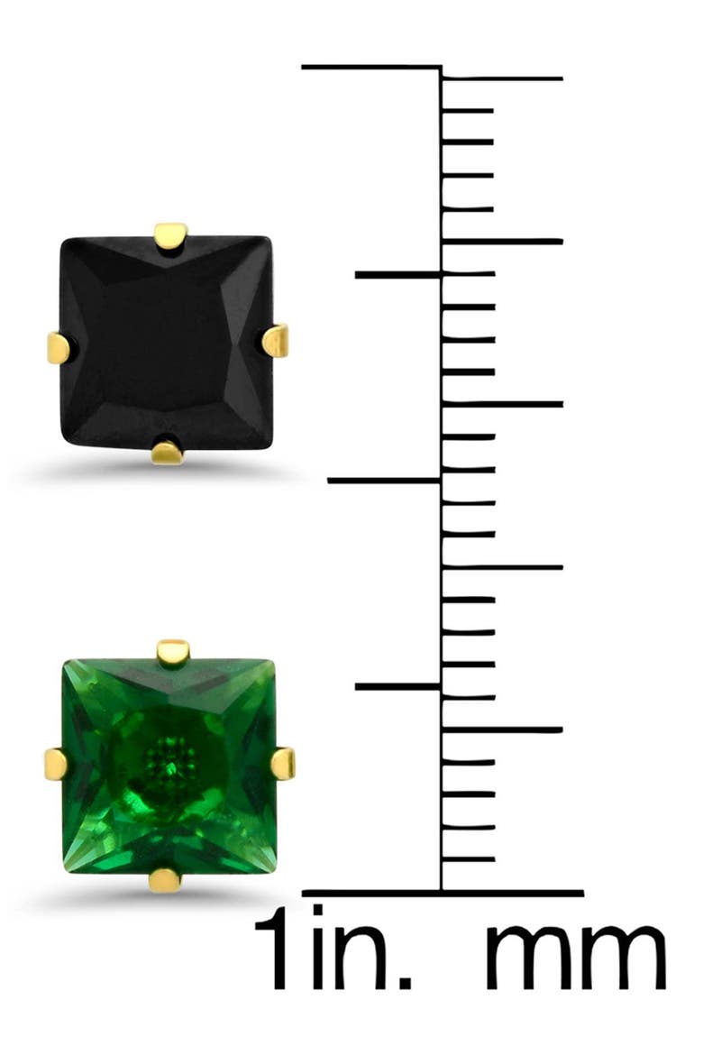 Set of 2 Princess Cut Stud Earrings, Alternate, color, GOLD