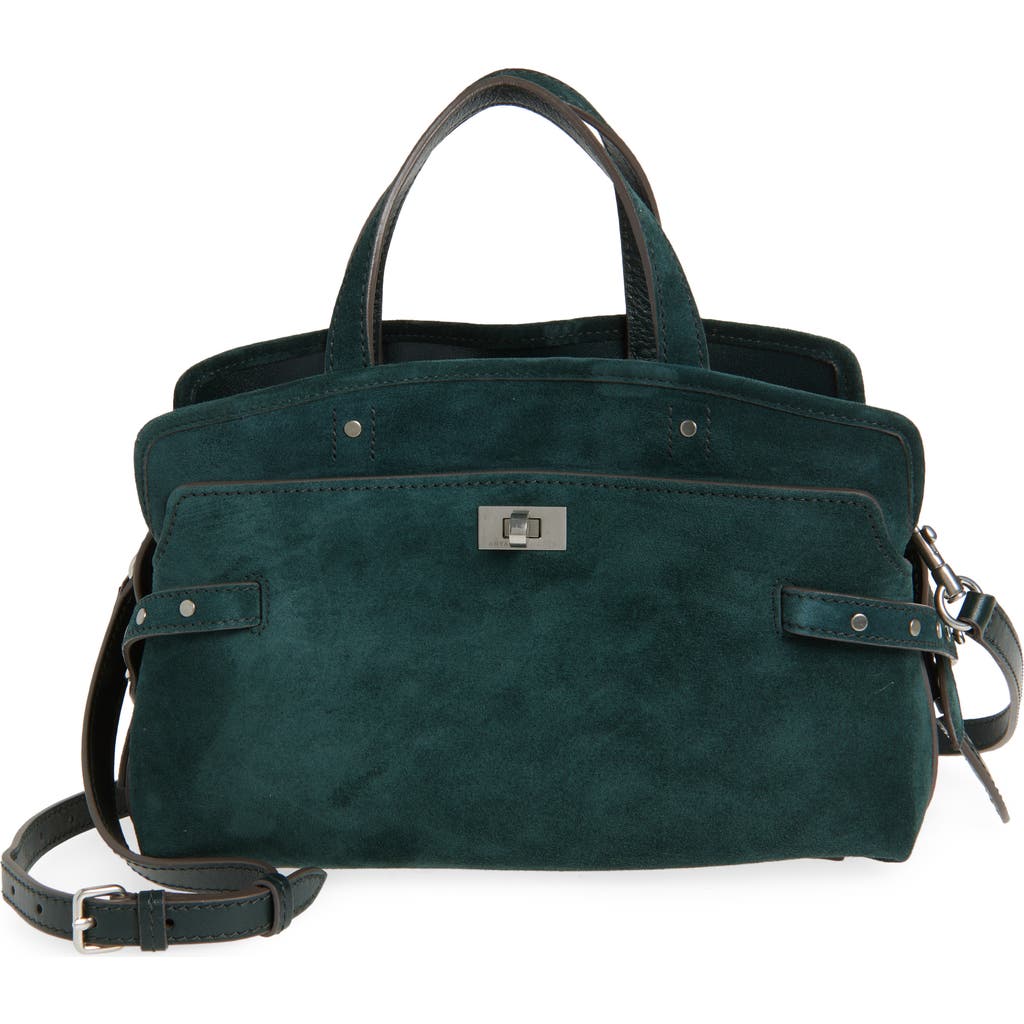 Anya Hindmarch Small Wilson Studs Suede & Leather Crossbody Bag In Ink Green