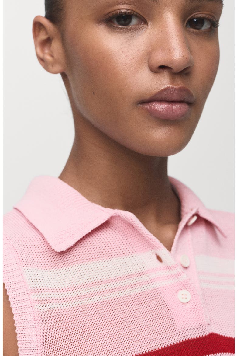 Sleeveless Stripe Knit Polo Sweater, Alternate, color, PASTEL PINK