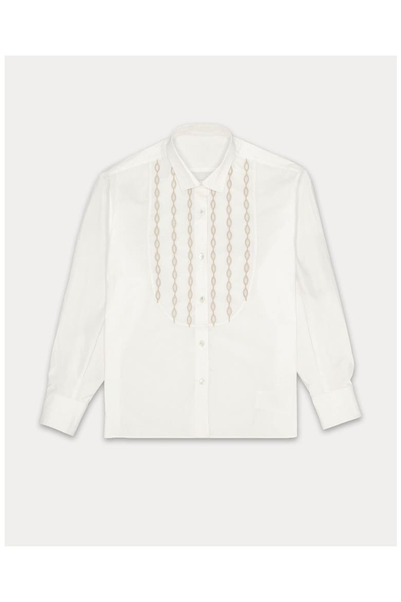 Frederique Poplin with Pipings Shirt, Main, color, White
