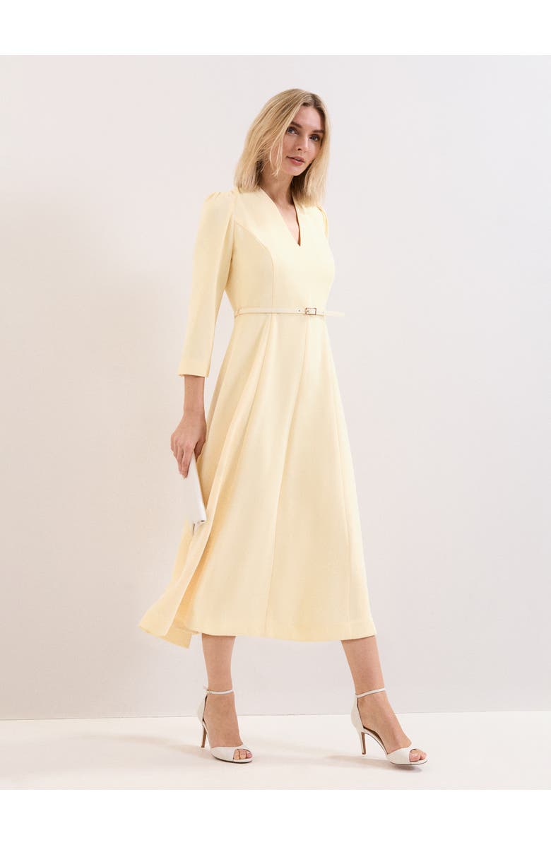 Phase Eight Danielle Belted Midi Dress, Main, color, Pale Yellow
