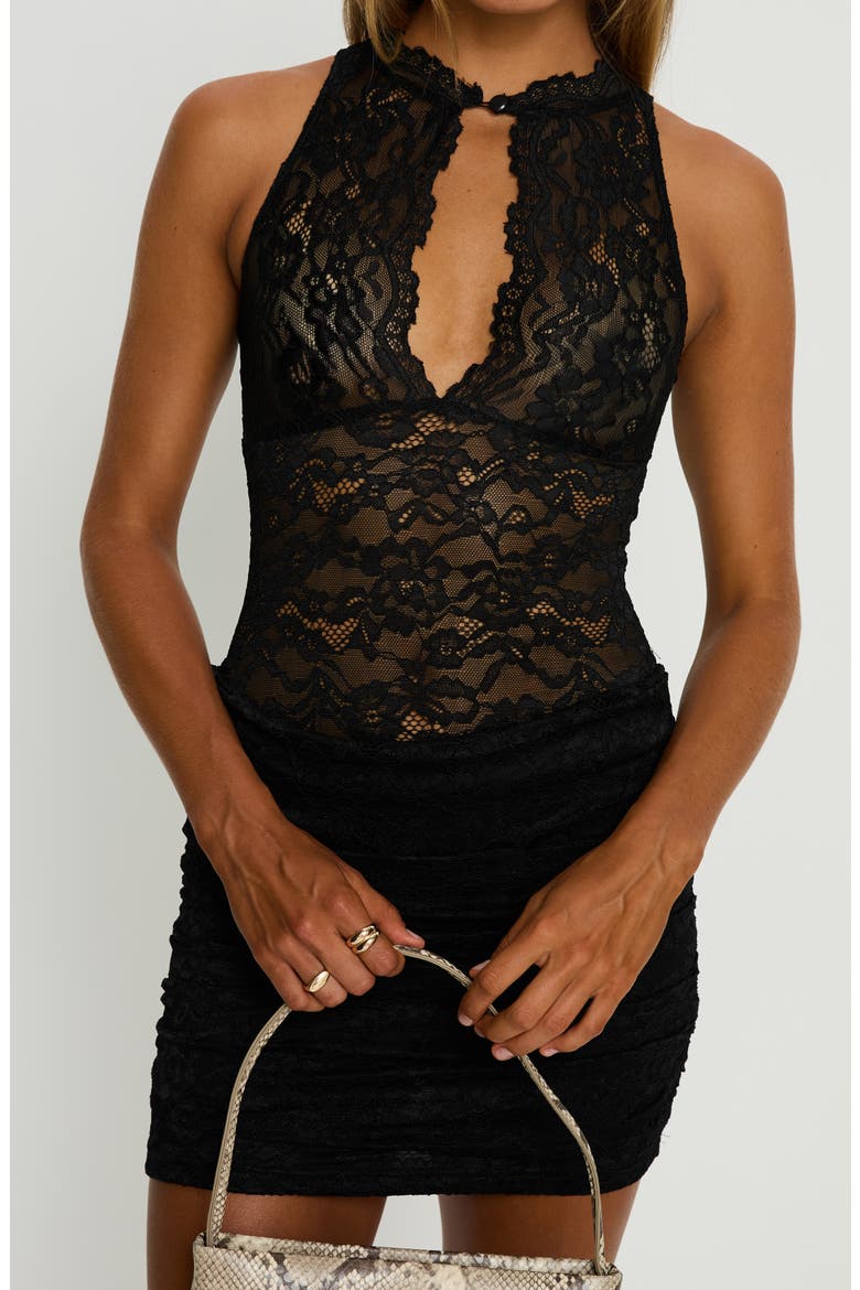 Quinbie Mixed Media Minidress, Alternate, color, BLACK