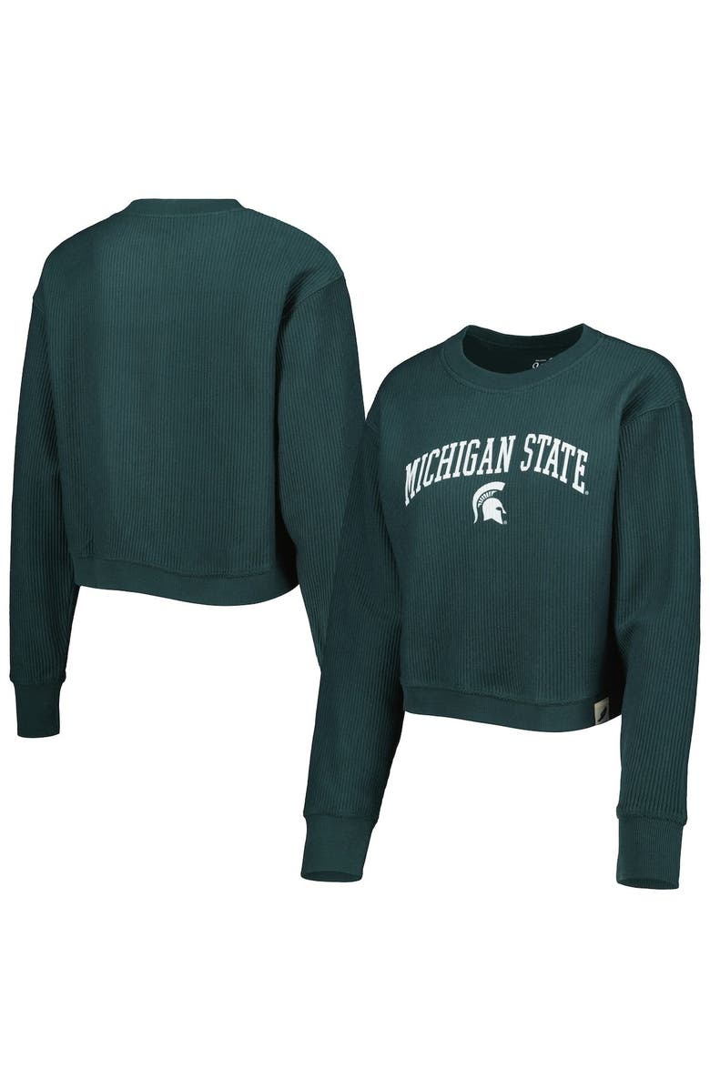 LEAGUE COLLEGIATE WEAR Women's League Collegiate Wear Green Michigan State Spartans Classic Campus Corded Timber Sweatshirt, Main, color, 