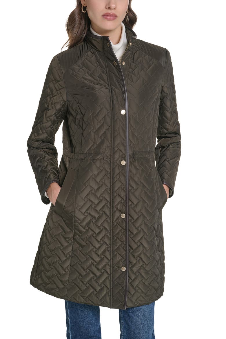 Signature Quilted Stand Collar Jacket, Main, color, OLIVE