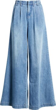1822 Denim Pleated High Waist Super Wide Leg Jeans