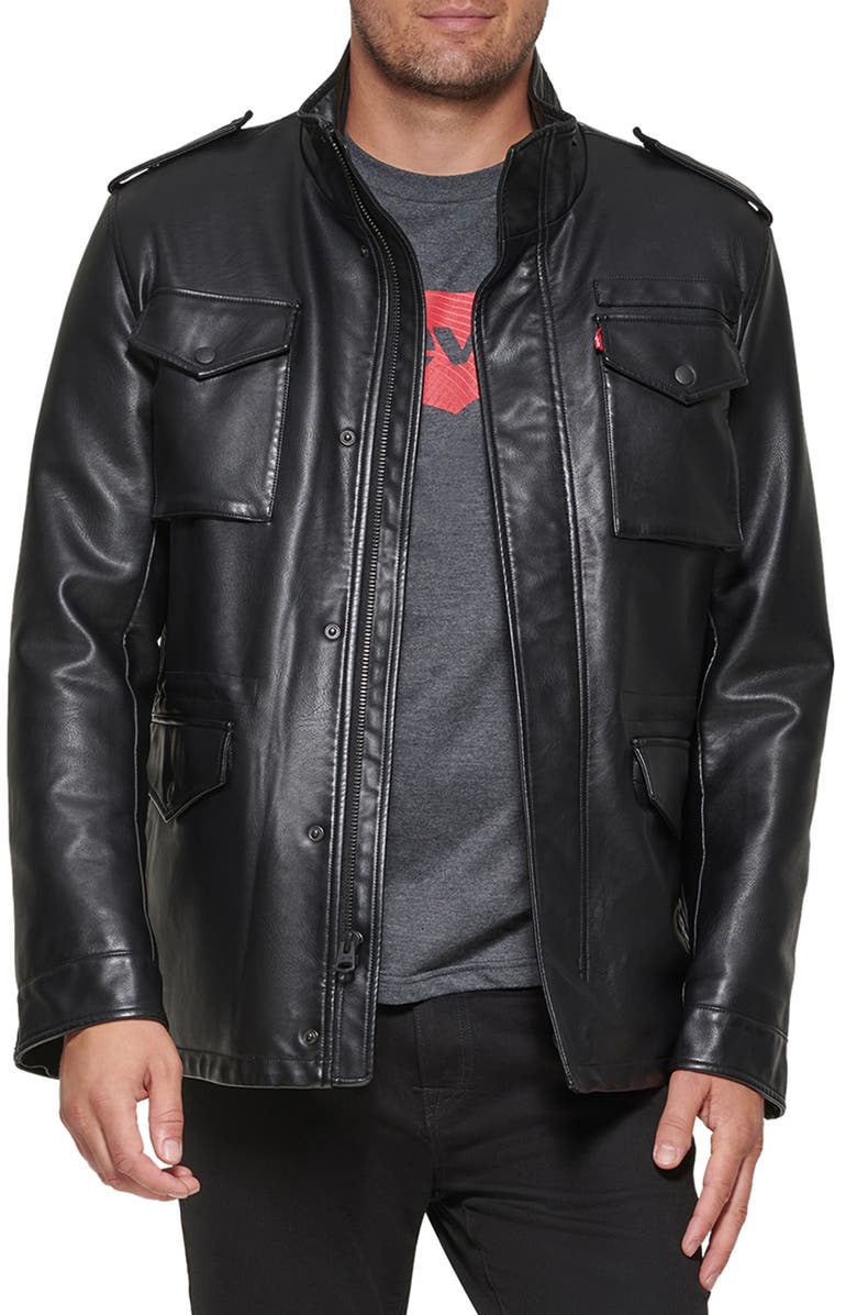 Levi's<sup>®</sup> Faux Leather Military Jacket, Alternate, color, 