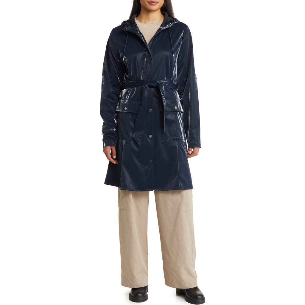 Rains Curve Waterproof Belted Jacket In Black