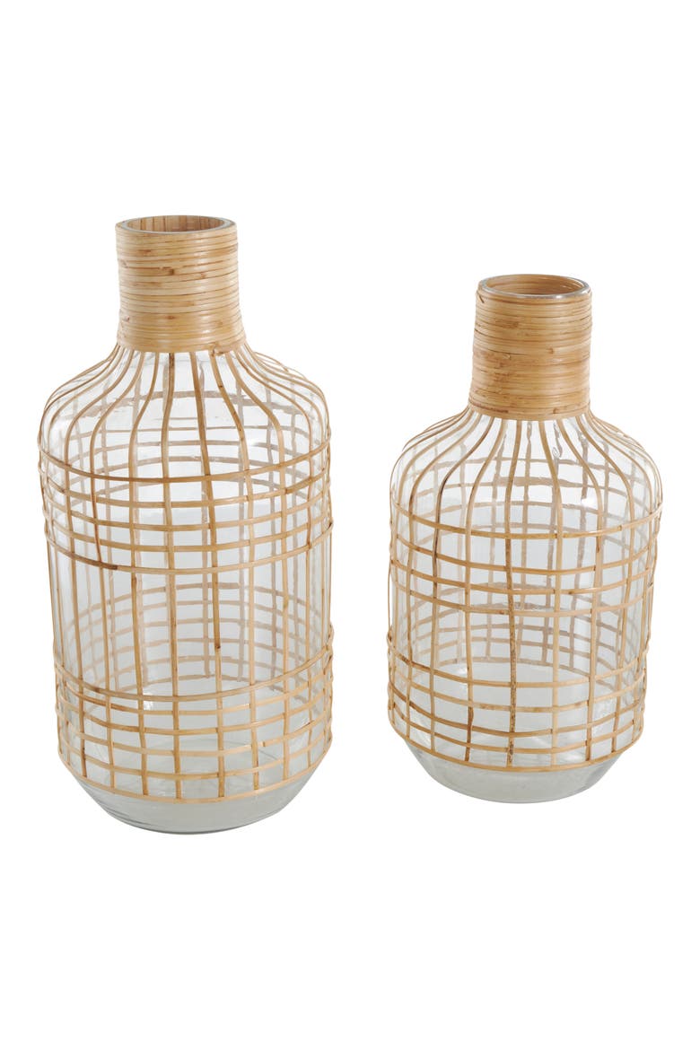 Set Of 2 Glass Vases, Alternate, color, CLEAR
