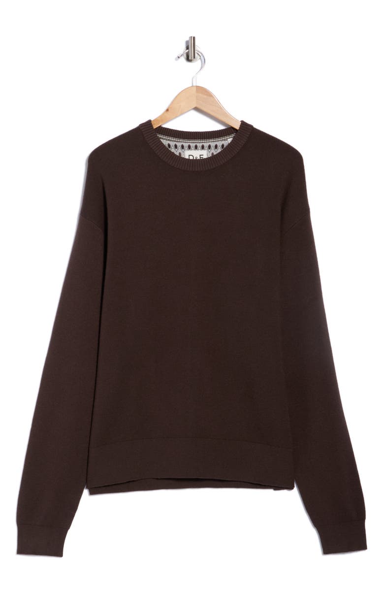 DENIM AND FLOWER Crewneck Sweater, Alternate, color, Brown