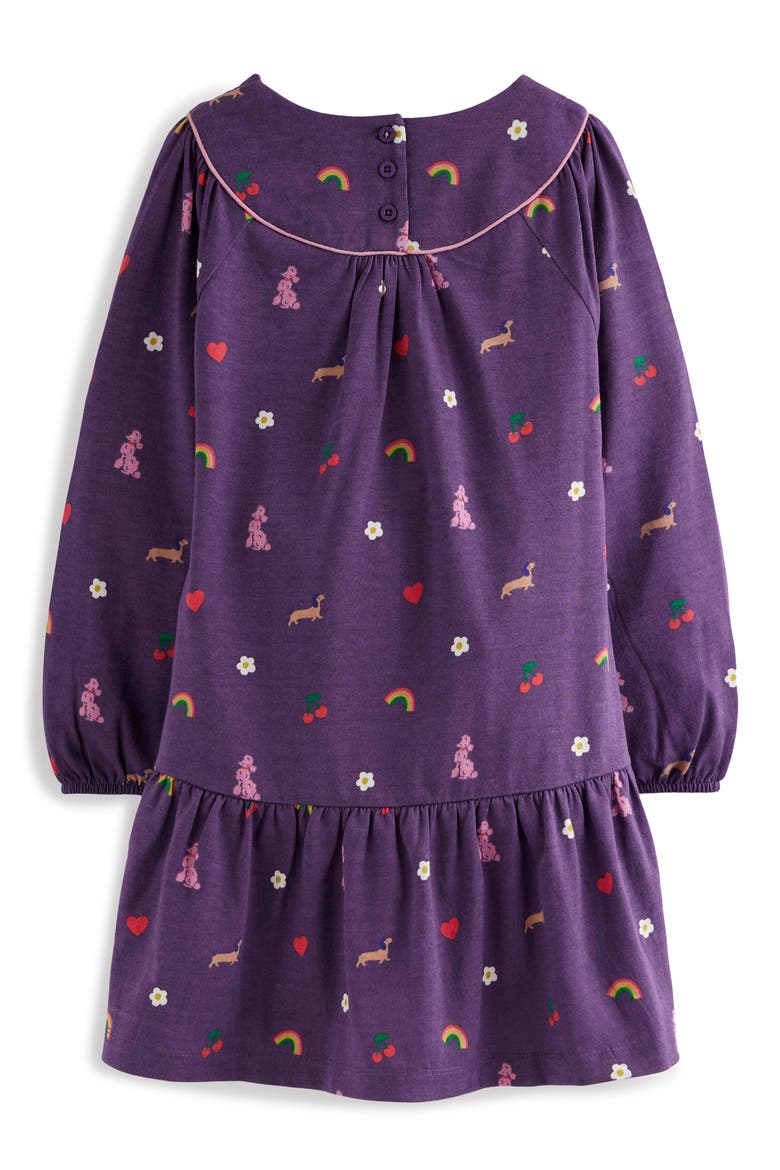 Kids' Curved Yoke Long Sleeve Cotton Jersey Dress, Alternate, color, MYSTIC PURPLE PARISIAN