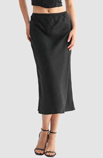 All in Favor Satin Midi Skirt