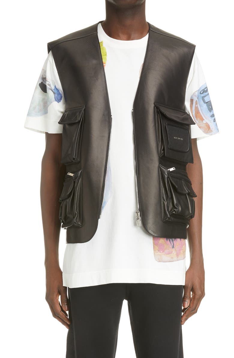 Givenchy Lambskin Leather Tactical Vest, Main, color, 