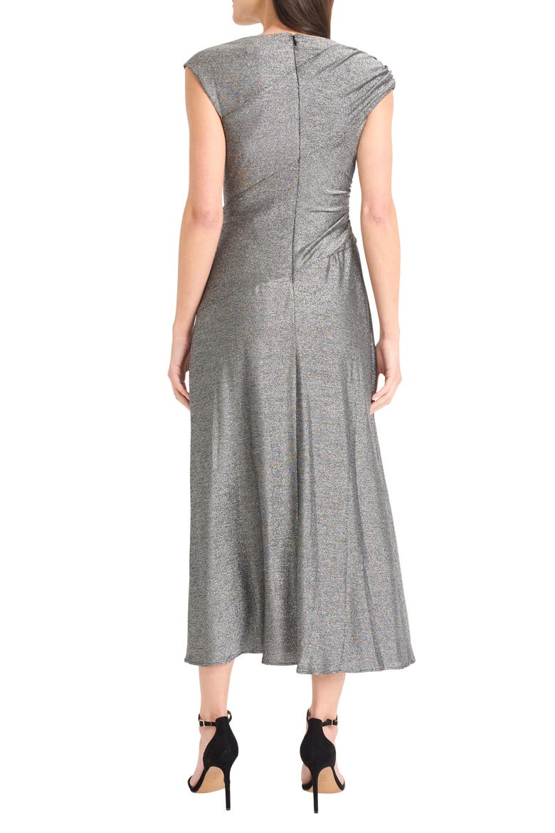 Cap Sleeve Metallic Midi Dress, Alternate, color, SILVER
