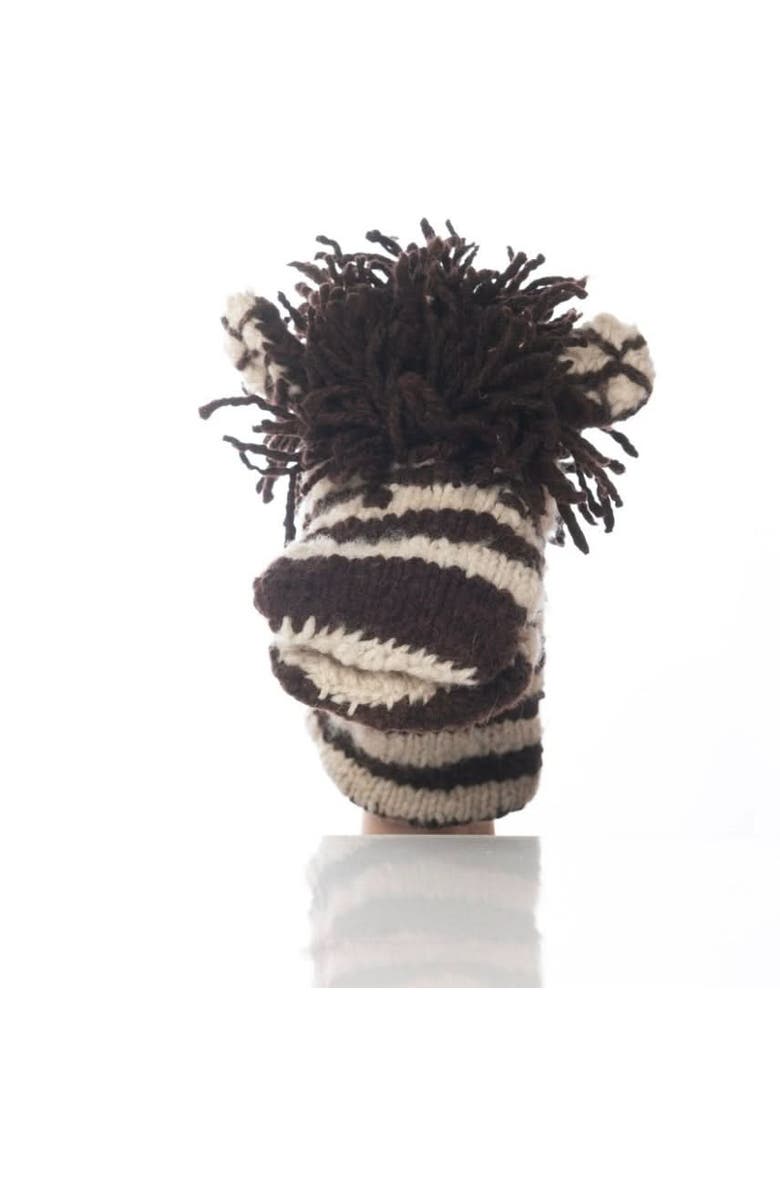 Finn + Emma Organic Wool Knit Hand Puppet | Zachary the Zebra, Alternate, color, Black
