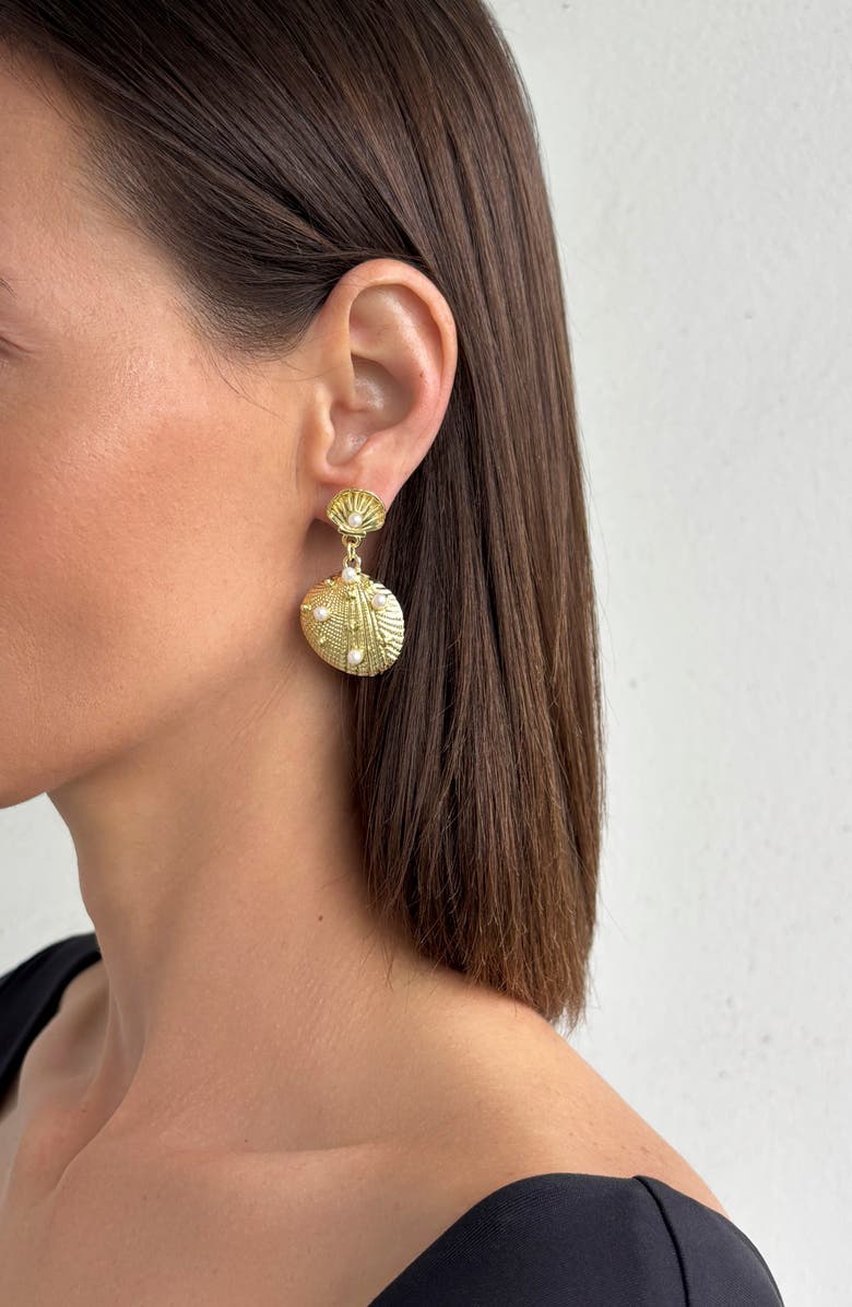 Adornia Shell Drop Earrings, Alternate, color, 