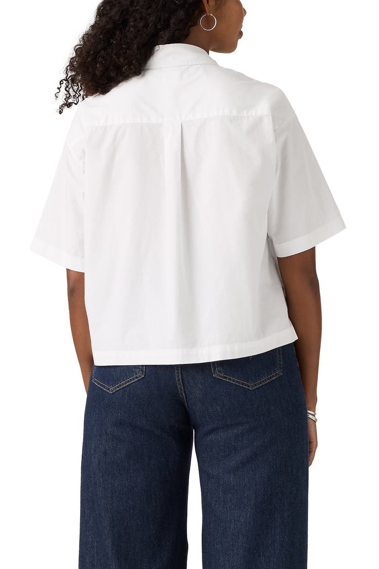 Harlie Short Sleeve Crop Cotton Poplin Button-Up Shirt, Alternate, color, BRIGHT WHITE