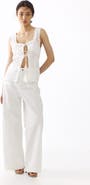H&M Tie-front Pointelle-knit Top