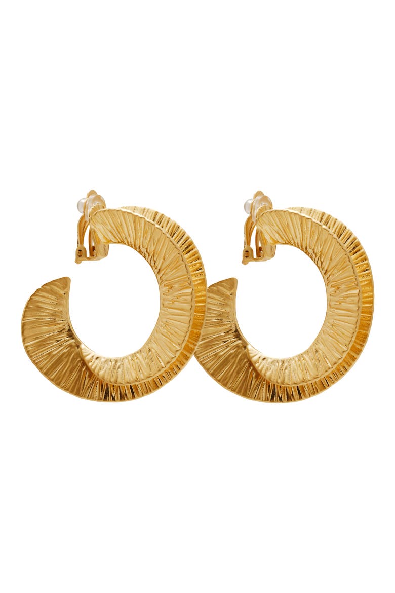 Ren Large Clip-On Earrings, Alternate, color, BRUSHED BRASS