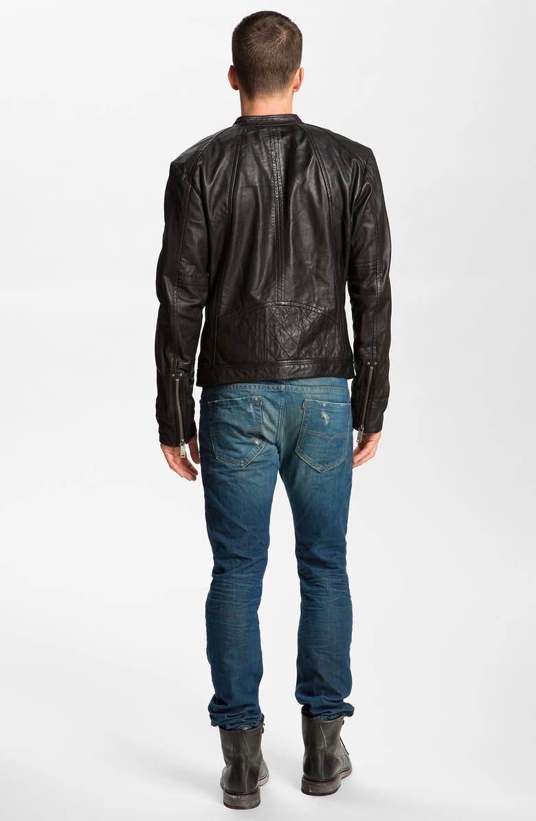 DIESEL<sup>®</sup> 'Leide' Extra Trim Fit Crinkled Leather Jacket, Alternate, color, 