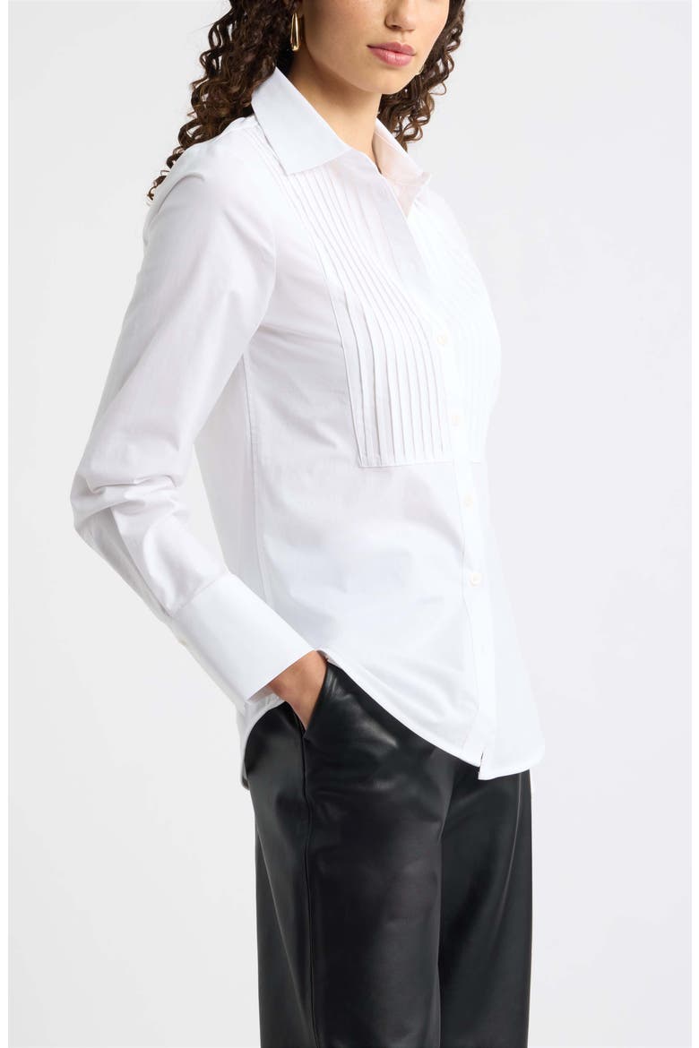 Pintuck Poplin Tuxedo Shirt, Alternate, color, WHITE