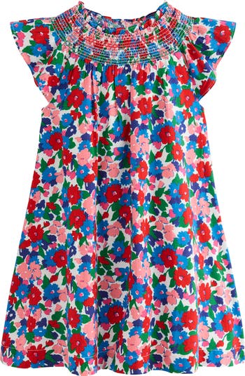 Kids' Floral Smocked Yoke Cotton Dress