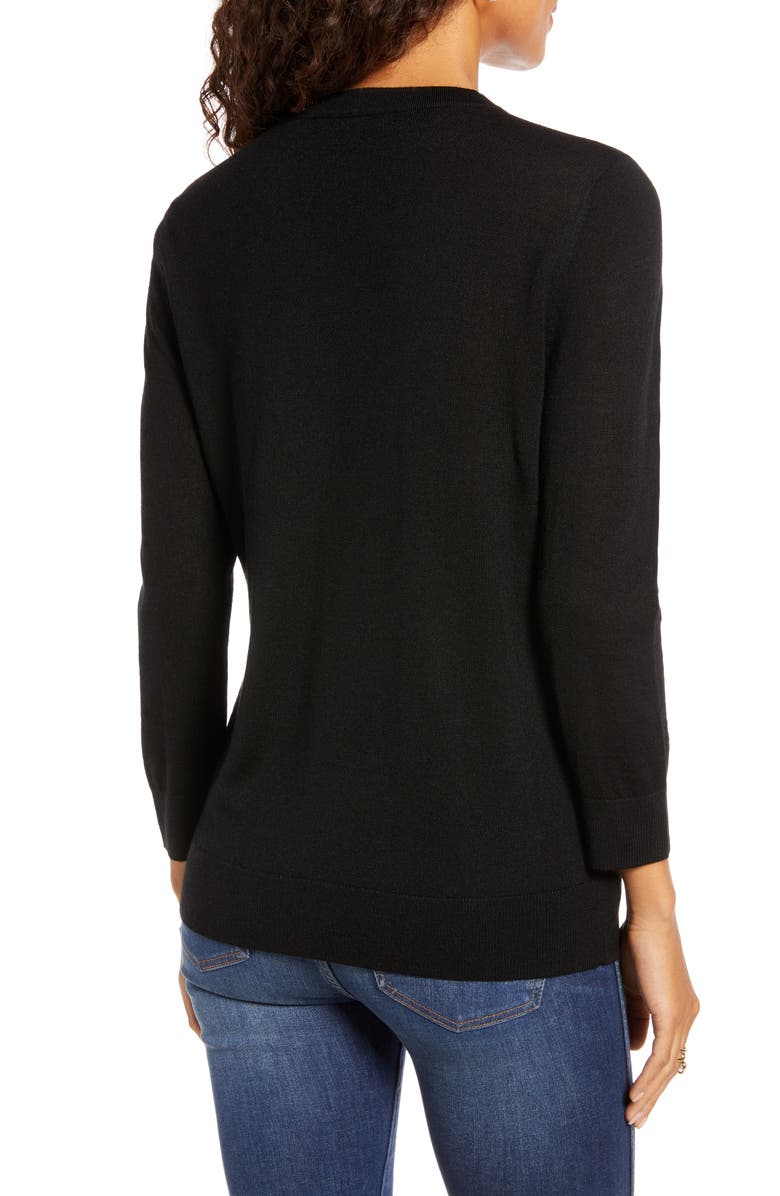 1901 Tipped Tie Neck Wool Blend Sweater, Alternate, color, 