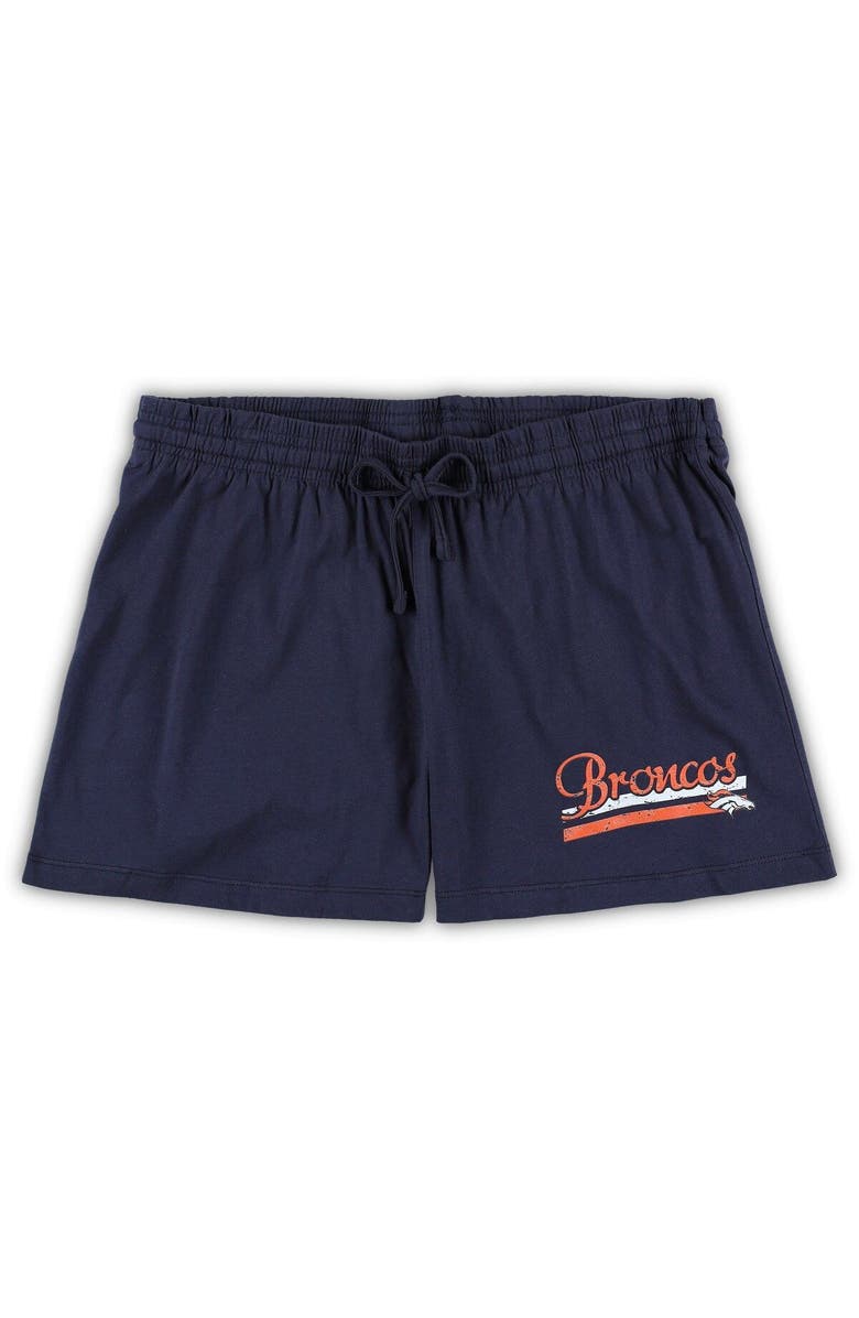CONCEPTS SPORT Women's Concepts Sport White/Navy Denver Broncos Plus Size Downfield T-Shirt & Shorts Sleep Set, Alternate, color, 