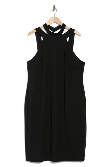 Bebe Body-con Cocktail Halter Dress In Black